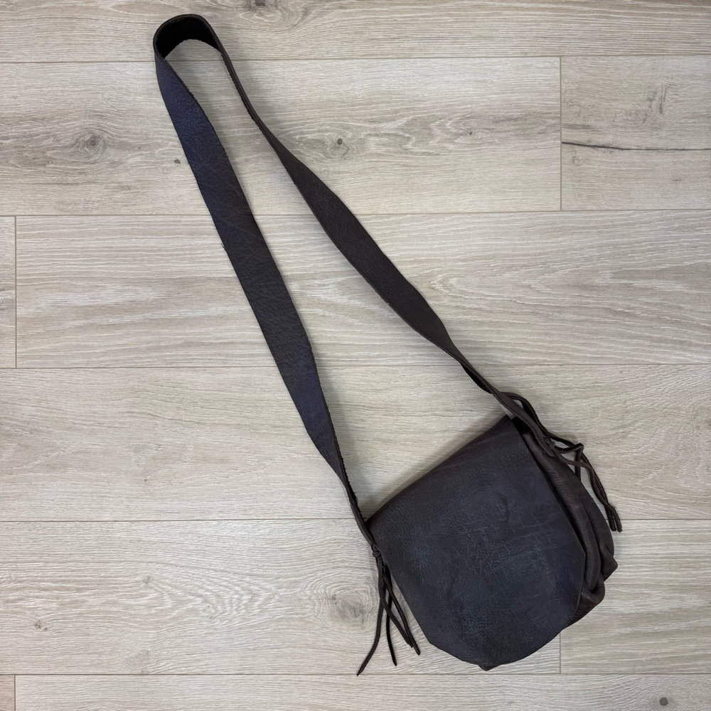 Handmade Brown Leather Heavy Crossbody Bag